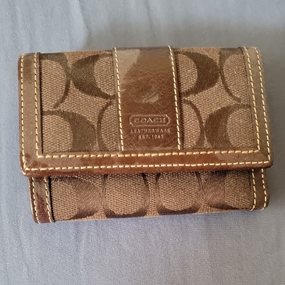 Coach Tan and Brown Signature Wallet